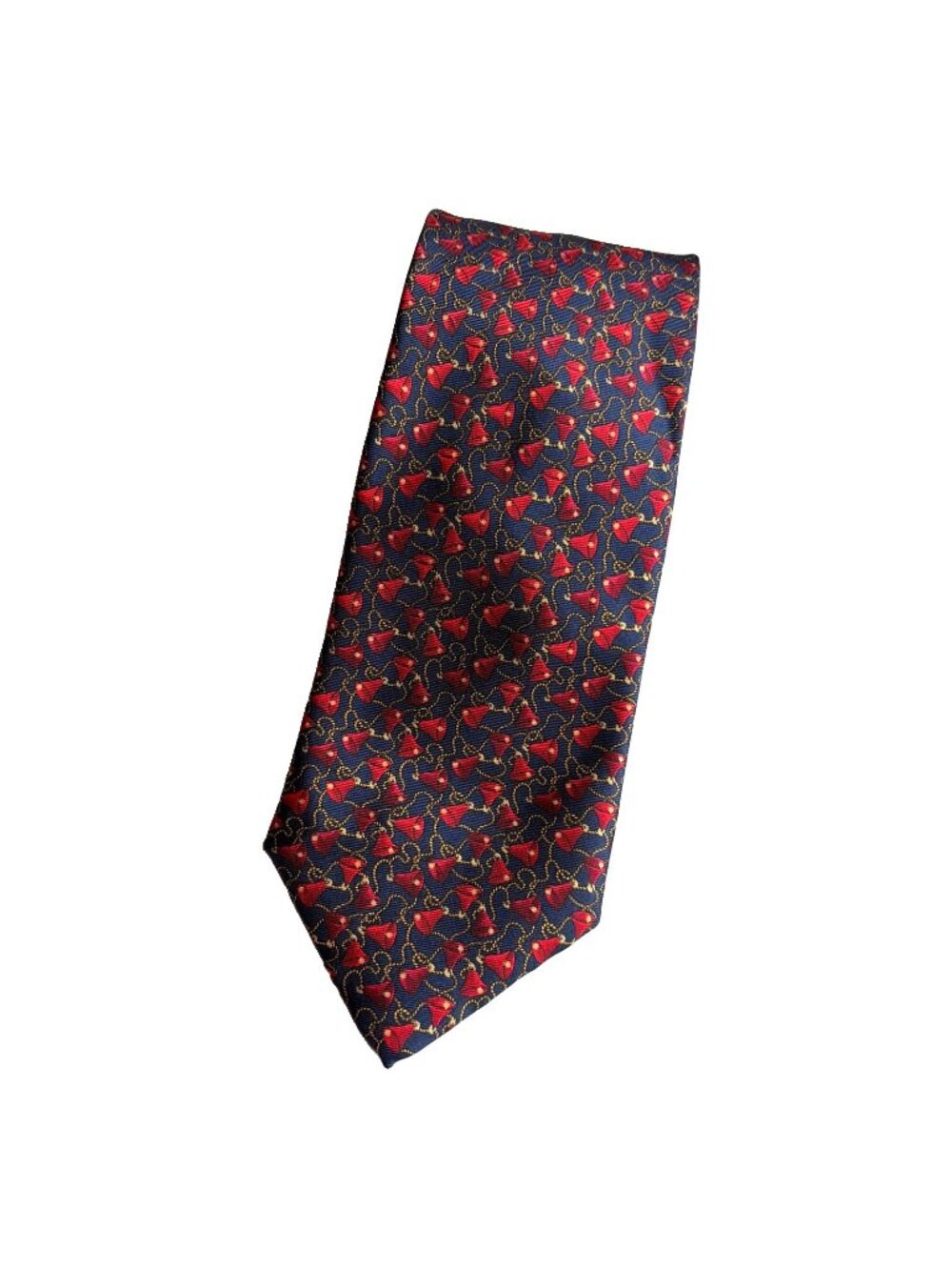 Vintage The Metropolitan Museum of Art Silk Holiday Tie Red Christmas Bells